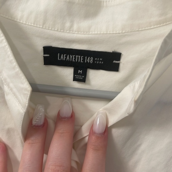lafayette 148 cotton button up top medium - Picture 5 of 8